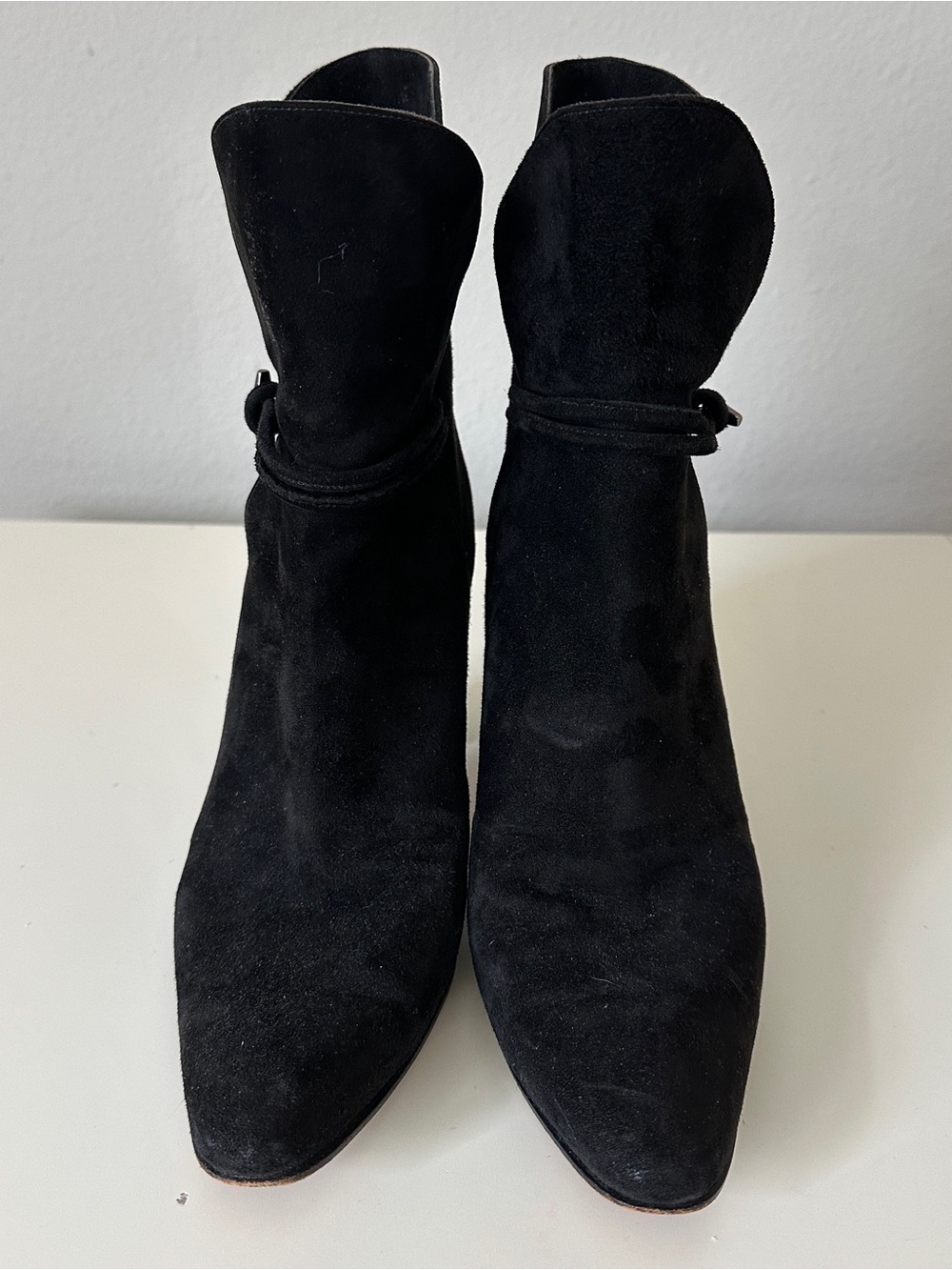 Black Suede Pointed Toe Ankle Boots - Via Spiga Gingi Size 9